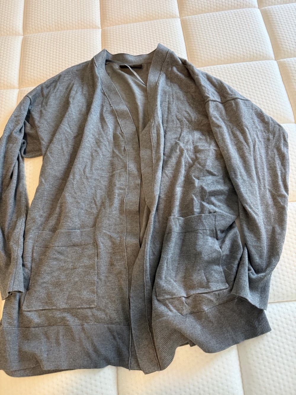 Lane Bryant Light Gray Knit Cardigan with Ribbed Collar